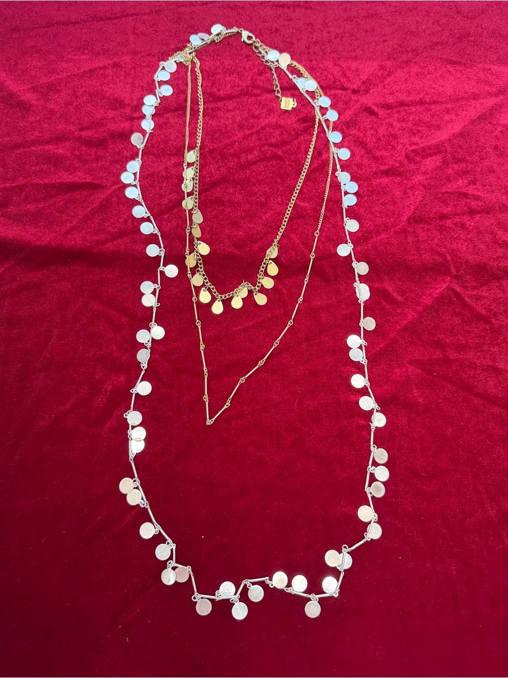 ADIA KIBUR Gold Tone and Silver Tone Layers Statement Necklace